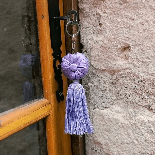 Porte-clés Sachet de lavande en soie Dupion